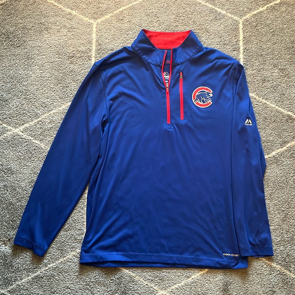 Chicago Cubs Men’s Majestic Coolbase 1/4 Quarter Zip Size Medium Blue